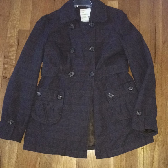 AERO Brown/Black Plaid, 3-button Trench coat EUC - Picture 1 of 5